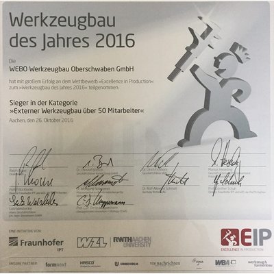 Excellence in Production Sieger-Urkunde 2016